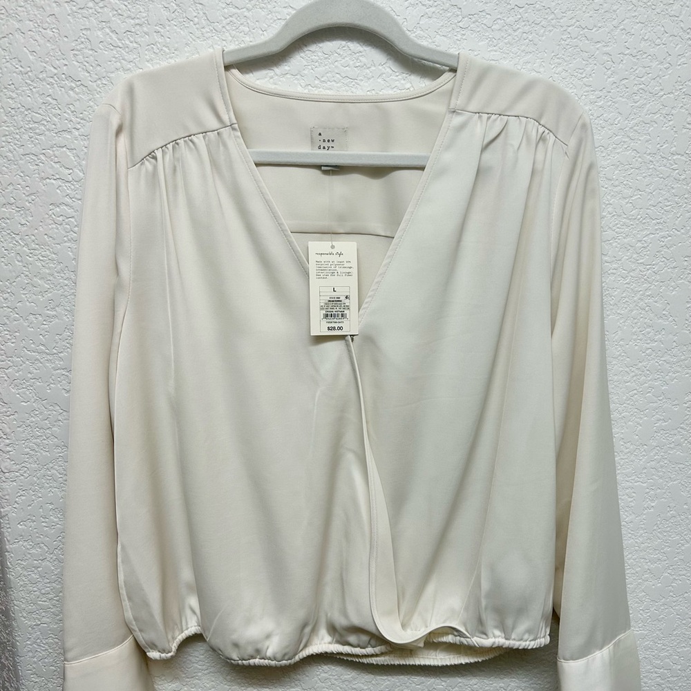 a new day Cream V-Neck Blouse